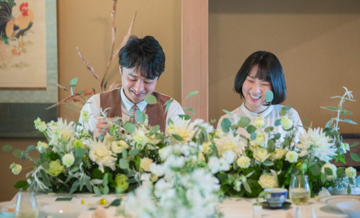 新郎新婦の笑顔