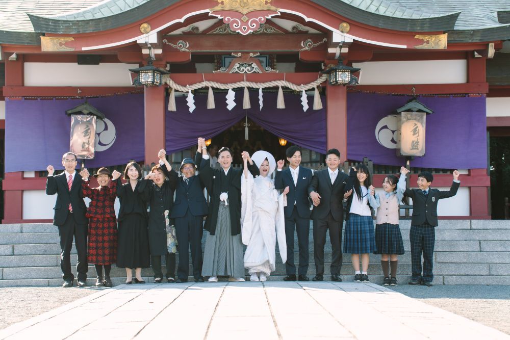 福岡の神社結婚式の集合写真